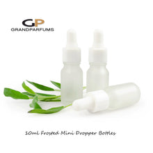 Load image into Gallery viewer, Mini Essential Oil Frosted Glass Dropper Bottles w/ White Cap 5ml, 10ml | Single Unit
