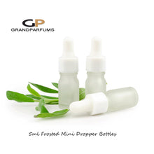 Load image into Gallery viewer, 6 Units Mini Frosted Glass Dropper Bottles w/ Matte or Shiny Silver or Gold Cap 5ml, 10ml