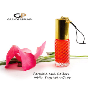 Mini 5ml Portable Oil Roller with Keychain Top 5ml Frosted Glass or Swirled, Matte Silver or Shiny Gold Cap Glass or Steel Rollerball Single