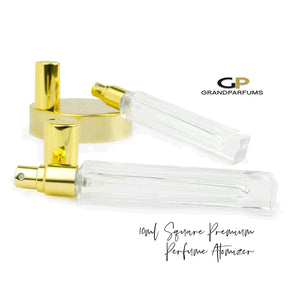 SQUARE Essential Oil Roller or LuXURY Atomizer Bottle 10ml SiLVER BlaCK or GoLD Cap Perfume Cologne Essential Oil Aromatic Water SiNGLE UNIT
