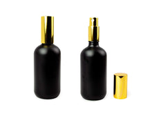 Load image into Gallery viewer, 2 ROSE GOLD Perfume Atomizers MaTTE Black 4 Oz Glass Bottle Essential Oil, Fine Mist Sprayer Premium Aluminum Cap DIY Bath Body 120ml Deluxe