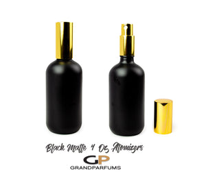 3 MATTE SILVER Perfume Atomizers MaTTE Black 120ml Glass Bottle Essential Oil, Fine Mist Sprayer Upscale Aluminum Cap DIY Bath Body 120ml