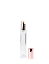 Load image into Gallery viewer, 1 ROSE GOLD Perfume ATOMIZER Empty Clear Glass 50ml 1.7 Oz Square Columnar Spray Bottle