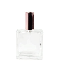 Load image into Gallery viewer, 1 ROSE GOLD Perfume ATOMIZER Empty Clear Glass 100ml 3.4 Oz Rectangular Spray Bottle