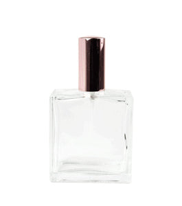 1 ROSE GOLD Perfume ATOMIZER Empty Clear Glass 100ml 3.4 Oz Rectangular Spray Bottle