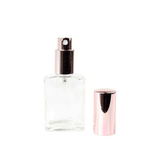 Load image into Gallery viewer, 1 ROSE GOLD Perfume ATOMIZER Clear Glass 30ml or 60ml 1 or 2 Oz Rectangle Spray Bottle