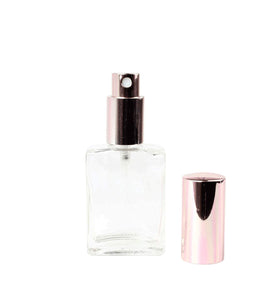 1 ROSE GOLD Perfume ATOMIZER Clear Glass 30ml or 60ml 1 or 2 Oz Rectangle Spray Bottle