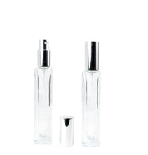 Load image into Gallery viewer, 1 ROSE GOLD Perfume ATOMIZER Empty Clear Glass 50ml 1.7 Oz Square Columnar Spray Bottle