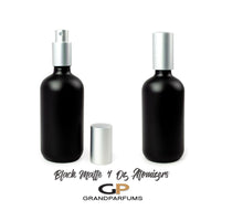 Load image into Gallery viewer, 3 MATTE SILVER Perfume Atomizers MaTTE Black 120ml Glass Bottle Essential Oil, Fine Mist Sprayer Upscale Aluminum Cap DIY Bath Body 120ml