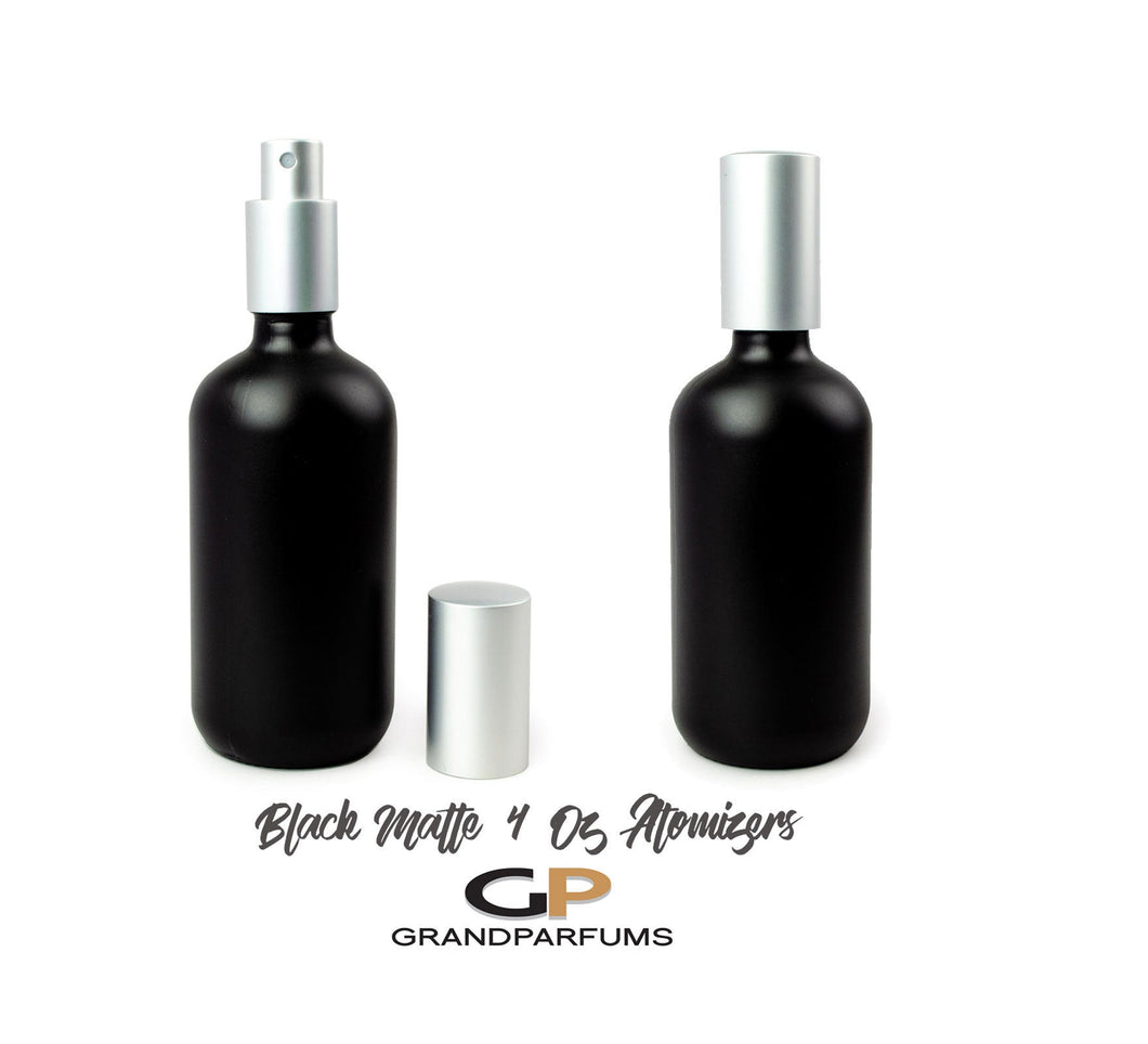 3 MATTE SILVER Perfume Atomizers MaTTE Black 120ml Glass Bottle Essential Oil, Fine Mist Sprayer Upscale Aluminum Cap DIY Bath Body 120ml