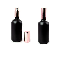 Load image into Gallery viewer, 2 ROSE GOLD Perfume Atomizers MaTTE Black 4 Oz Glass Bottle Essential Oil, Fine Mist Sprayer Premium Aluminum Cap DIY Bath Body 120ml Deluxe