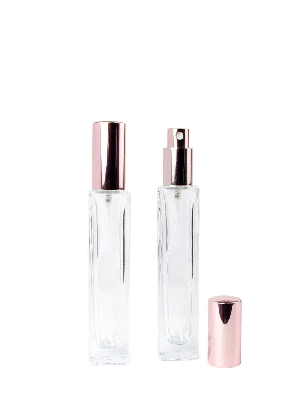 1 ROSE GOLD Perfume ATOMIZER Empty Clear Glass 50ml 1.7 Oz Square Columnar Spray Bottle