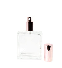 Load image into Gallery viewer, 1 ROSE GOLD Perfume ATOMIZER Empty Clear Glass 100ml 3.4 Oz Rectangular Spray Bottle