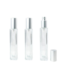 Load image into Gallery viewer, 1 ROSE GOLD Perfume ATOMIZER Empty Clear Glass 50ml 1.7 Oz Square Columnar Spray Bottle