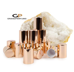 12 ROSE GOLD! Roll On Bottle Caps Upscale Metallic Lid for 5ml, 10ml Glass Roller Ball Bottles Light Rose Gold Roll-on Topper