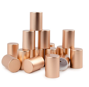 24 ROSE GOLD! Roll On Bottle CAPS Upscale Metallic Lid for 5ml, 10ml Glass Roller Ball Bottles FReE SHiPPiNG! Shiny or Matte Roll-on Caps