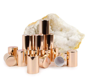 24 ROSE GOLD! Roll On Bottle CAPS Upscale Metallic Lid for 5ml, 10ml Glass Roller Ball Bottles FReE SHiPPiNG! Shiny or Matte Roll-on Caps