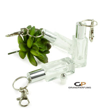 Load image into Gallery viewer, Keychain Essential Oil Roller Bottles 5 ml Square Oil Rollers | 6 pcs Roll On Portable 5ml Oil Roller Bottles Gold or Silver Key Chain Caps