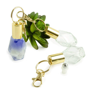 200 Keychain Oil Roller Bottles 7.5 ml GEO Essential Oil Rollers-Roll On Bottles  7.5ml Oil Roller 100 Gold 100 Silver Cap