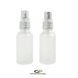 30 ml OPAL WHITE Glass Porcelain Atomizer and/or Treatment Bottles Matte Silver Exposed Thread Caps,  1 Oz Volume, 30ml, Essential Oil