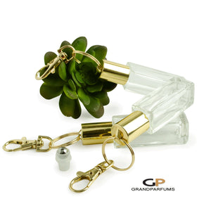 3 SQUARE Keychain Roller Bottles 7.5 ml Essential Oil Rollers | Roll On Bottles Portable Refillable 7.5ml Oil RollerS Gold or Silver Cap