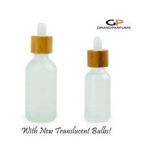 30ml Glass BAMBOO Dropper Bottles TRANSLUCENT Bulbs (Clear) 1 Oz Clear Glass Boston Round | Single Bottle