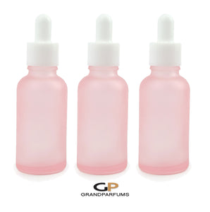 3 Pcs 30 ml BLUSH PINK  DROPPER Bottle w/ Smooth White Plastic 1 Oz