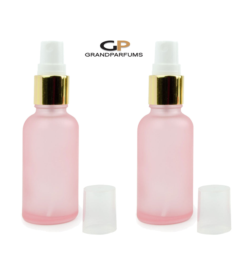 3Pcs -30 ml BLUSH PINK Spray Mist Perfume Atomizer Bottles w/ Gold Cap 1 Oz 30ml