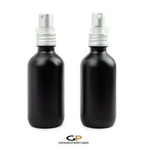 Load image into Gallery viewer, 60 ml FROSTED CLEAR Glass Perfume Atomizer and/or Treatment Bottles Matte Silver Exposed Thread Cap 2 Oz
