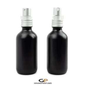 60 ml FROSTED CLEAR Glass Perfume Atomizer and/or Treatment Bottles Matte Silver Exposed Thread Cap 2 Oz