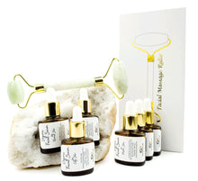 Load image into Gallery viewer, BLACK ONyX Face ROLLER &amp; Massager GEMSTONE Crystal Facial Tool w/ Your Choice of 8ml Organic Serum Formulated for Your Type Skin,