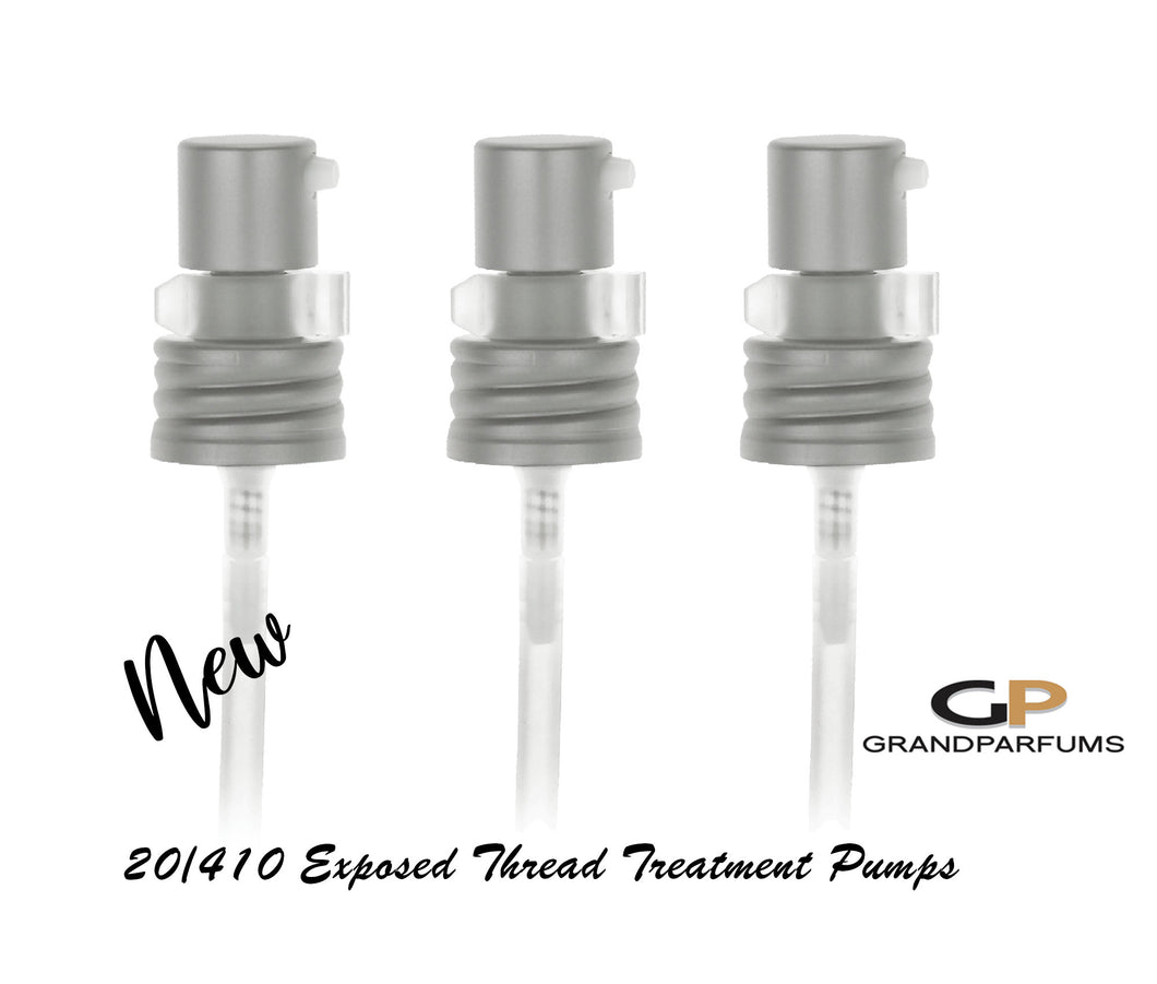 6-24 SILVER Treatment Pump Exposed Thread Metal Aluminum 20/410 or 24/410 for Glass & Plastic Bottles DIY Dispensing Essential Oil Blends