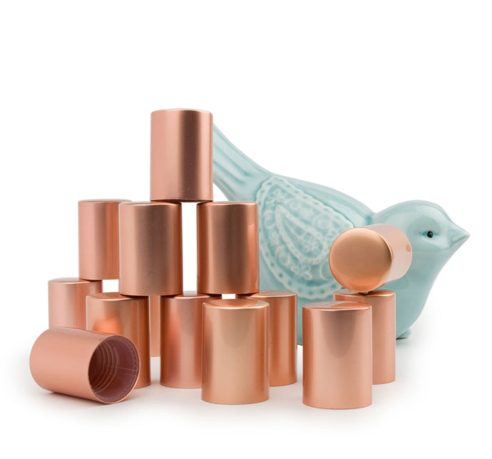 12-48Pcs COPPER! Aluminum Roll On Bottle CaPS Upscale Metallic Lid for 5ml, 10ml Glass Roller Ball Bottles Roll-on Topper