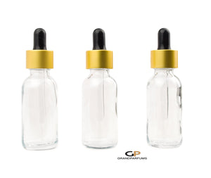 3 BLACK FROSTED Premium 1 Oz Glass Boston Round Matte Gold/Black Dropper Bottle 30ml Medicine Pipette Oil Serums, Essential Oils Dispensing