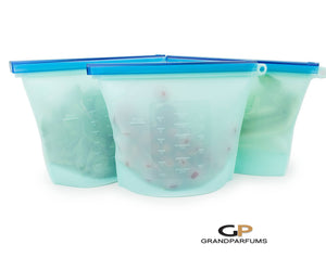 3 Silicone Storage Bags 1500ml Size, 1 to 5Pcs, Reuse, Freeze, Microwave, Store Lunch, Ecological, Anti-Fungal Bacterial - Other Sizes Avail