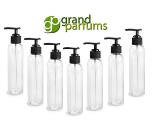 3 Black 8 Oz PET Plastic Cosmo Bottes w/ Black Pump Lotion Pump Dispenser Cap, Shampoo Body Cream Soap Aromatherapy Private Label  240ml