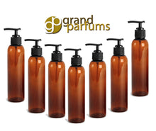 Load image into Gallery viewer, 6 Clear Lotion Pump Dispenser BOTTLES 4 Oz, BPA Free PET Black Pump Cap Lotion, Shampoo, Body Cream, Soap Aromatherapy, Essential Oil