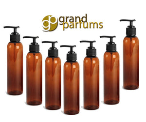6 Clear Lotion Pump Dispenser BOTTLES 4 Oz, BPA Free PET Black Pump Cap Lotion, Shampoo, Body Cream, Soap Aromatherapy, Essential Oil
