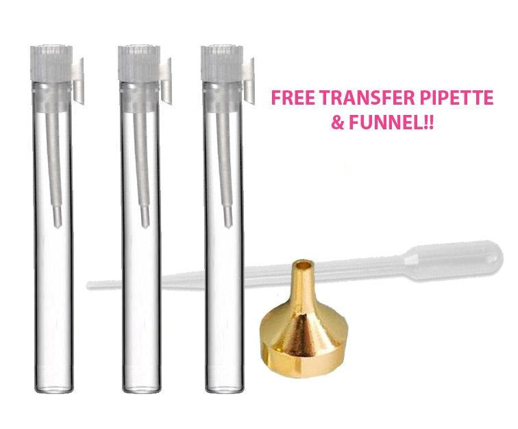 225 Long glass perfume vials w/ plastic wand lids, sampler 1.5ml volume for perfume/oil tester clear glass 8x58mm
