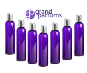 3 4 Oz BPA Free PET Plastic BOTTLES, Silver Disc Cap 120mL, Lotion, Shampoo, Conditioner, Aromatherapy,  Squeeze No Leak Bottles