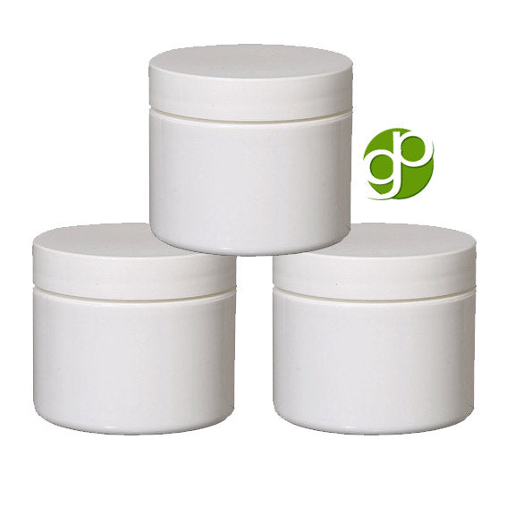 8 Oz. White Plastic PET (BPA Free) Jar w/ White Plastic Screw On Lid - Plastic Jars - Plastic Containers - Storage - Cosmetic Jars