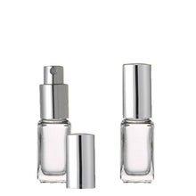 Load image into Gallery viewer, 5ml Glass Fine Mist Atomizer Spray Bottles, with Gold or Silver Spray Caps, Funnel and Pipette, Refillable perfume bottles, Great Quality