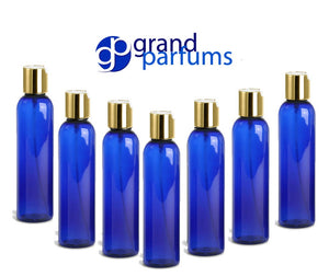 3 4 Oz BPA Free PET Plastic BOTTLES, Gold Disc Cap 120mL, Lotion, Shampoo, Conditioner, Aromatherapy,  Squeeze No Leak Bottles
