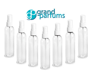 Spray BOTTLES 4 Oz, BPA Free PET Plastic w/ White Fine Mist Cap, for Spraying Perfumes, Freshener, Bug Spray Aromatherapy, in Colors