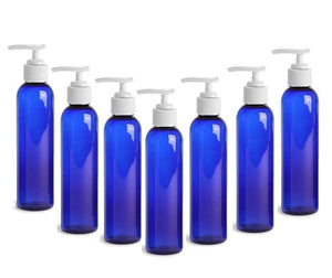 6 Purple Lotion Pump Dispenser BOTTLES 4 Oz, BPA Free PET White Pump Cap Lotion, Shampoo, Body Cream, Soap Aromatherapy, Essential Oil