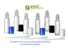 Load image into Gallery viewer, 48 Bottles 10ml Clear or Swirl glass roll on bottles Sterile empty WHOLESALE DISCOUNT roller balls Choose cap essential oil lipgloss perfume