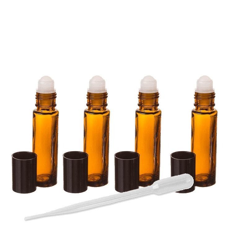 10ml Amber Glass Roll-on, Roller Ball Perfume, Essential Oil, Lip Gloss, Party Favor, Purse Size Bottles - DIY Scent Bottles CHOOSE Quantity