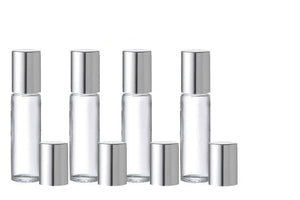 24 Elegant 10ml Roller Ball Bottles GOLD or SILVER Caps Glass Roll-on for Oil or Perfume Resin Rollerball Inserts