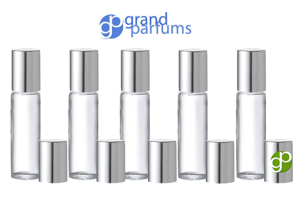 500 Elegant 10ml Roller Ball Bottles GOLD or SILVER Caps Glass Roll-on Perfume Aromatherapy, Essential Oil Bottles w/ Metallic Caps Bulk Lot