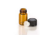 Load image into Gallery viewer, 144 Amber 5/8 Dram Glass Vials w/ Orifice Reducer Oil Dispensing Bottles, 2.3ml  Micro-Mini Bottles , Essential OIl Storage Sample Bottles